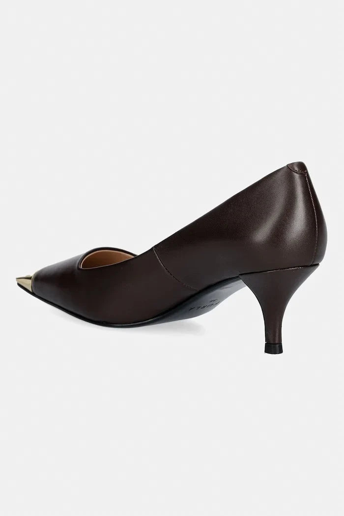 Zapatos de tacón de cuero con escote metálico Furla