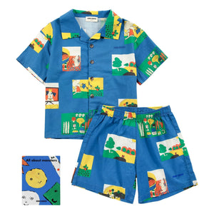 Bobo Choses - Conjunto de camisa y pantalón corto de algodón orgánico Pickles | Azul real