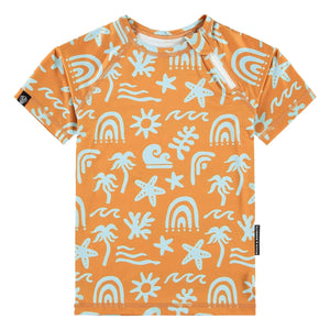Beach & Bandits - Camiseta de protección UV Tropical Breeze Fibras recicladas | Naranja