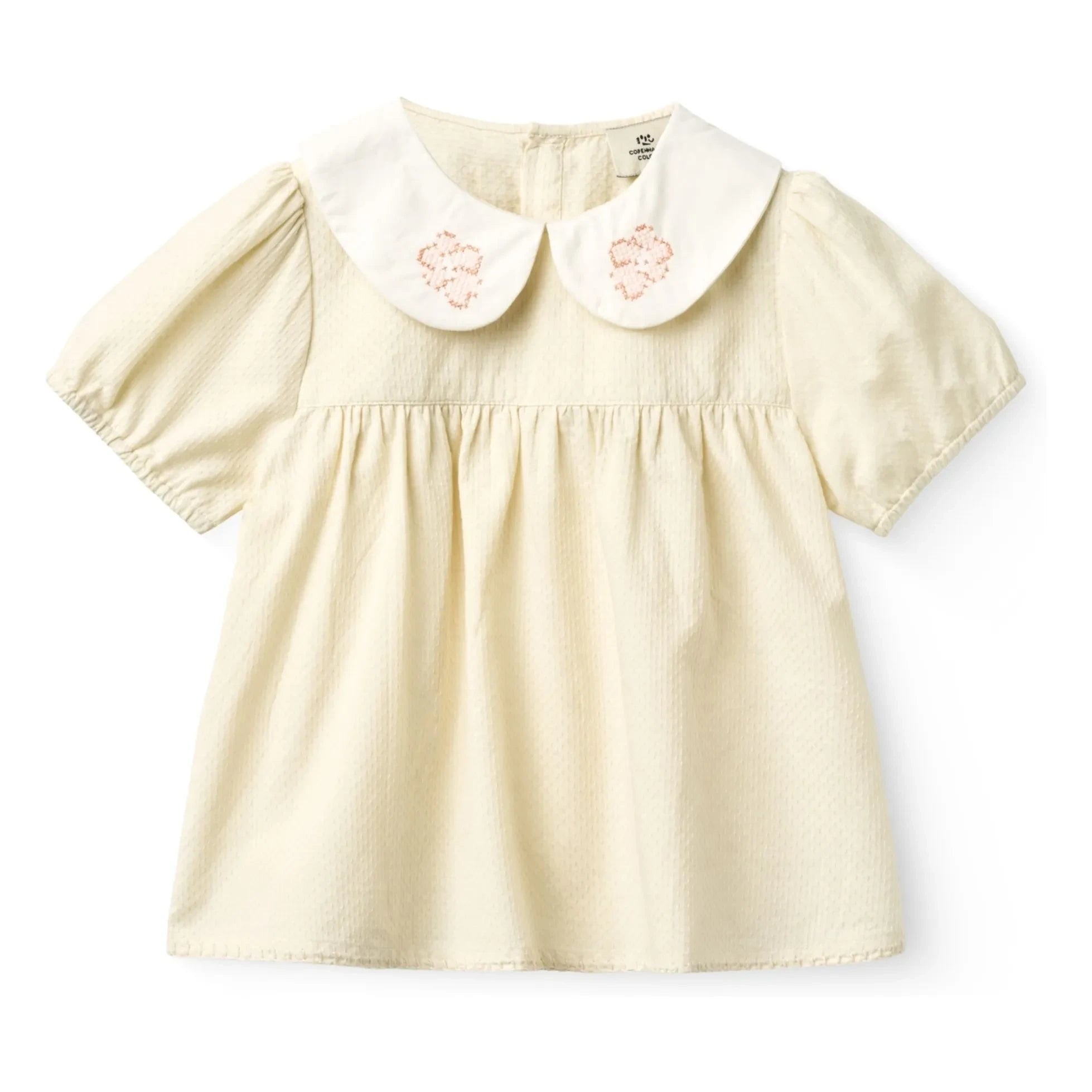 Copenhagen Colors - Blusa con volantes cuello Claudine algodón orgánico | Crema
