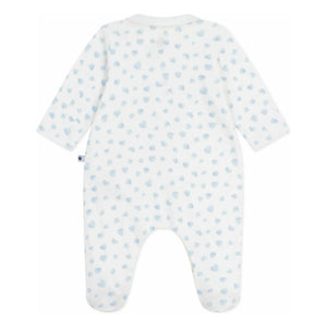Petit Bateau - Pijama de algodón orgánico con cuello y corazones | Blanco