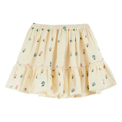 Emile et Ida - Falda Bordada Floral | Amarillo Pálido