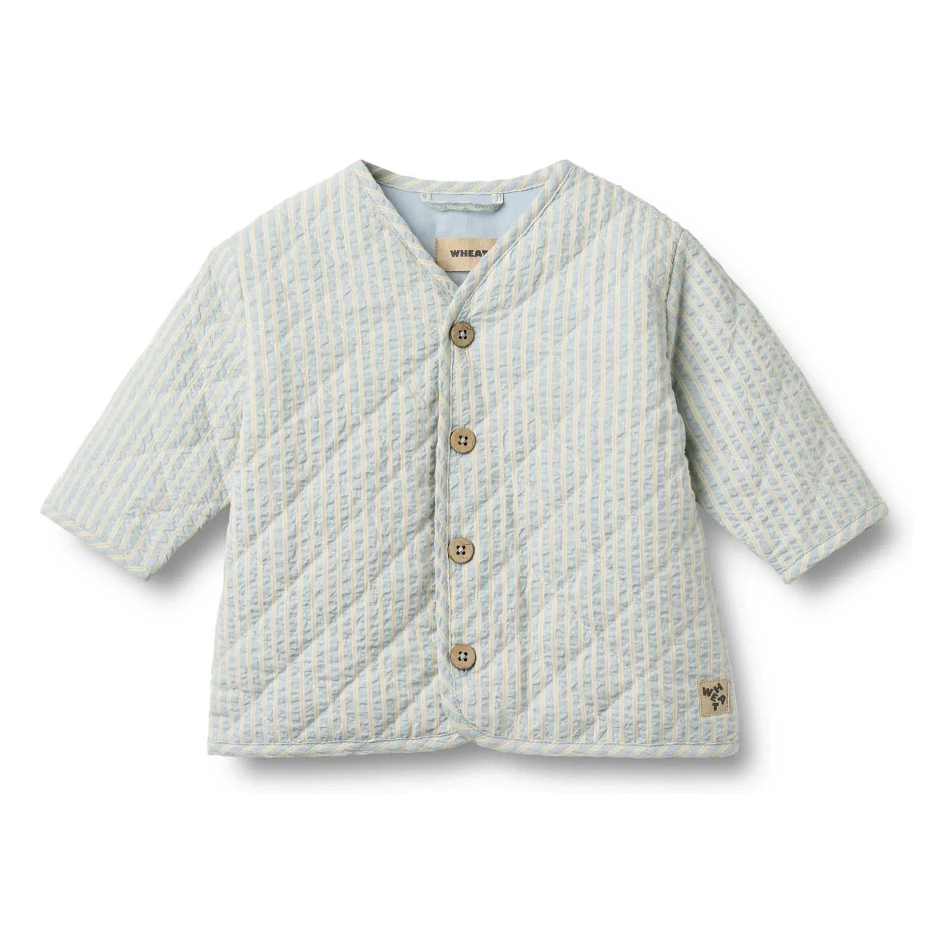 Trigo - Chaqueta Acolchada de Algodón Orgánico a Rayas Saxo | Azul claro