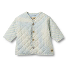 Trigo - Chaqueta Acolchada de Algodón Orgánico a Rayas Saxo | Azul claro
