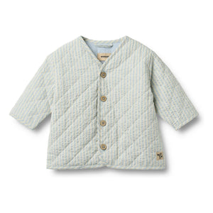 Trigo - Chaqueta Acolchada de Algodón Orgánico a Rayas Saxo | Azul claro