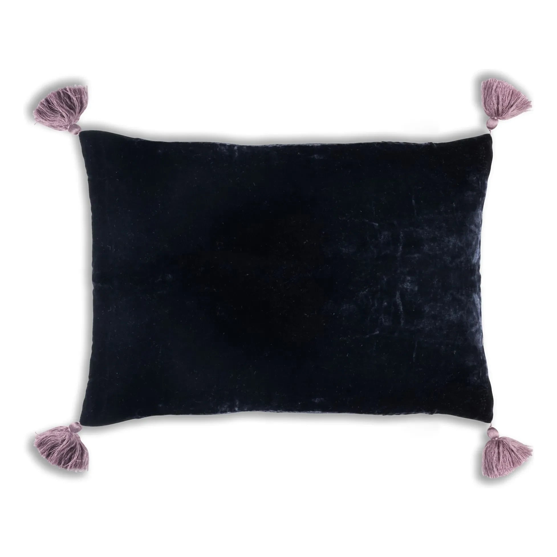 Funda de cojín de terciopelo de seda Le Monde Sauvage - Goa, azul noche
