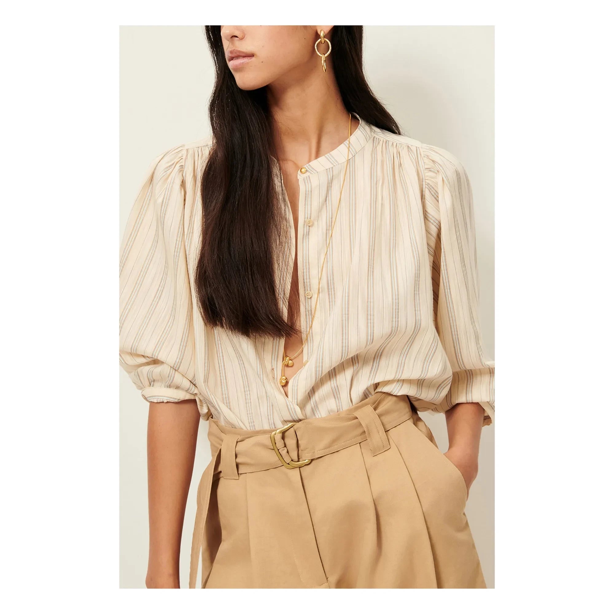 Sessùn - Blusa de rayas | Azul claro