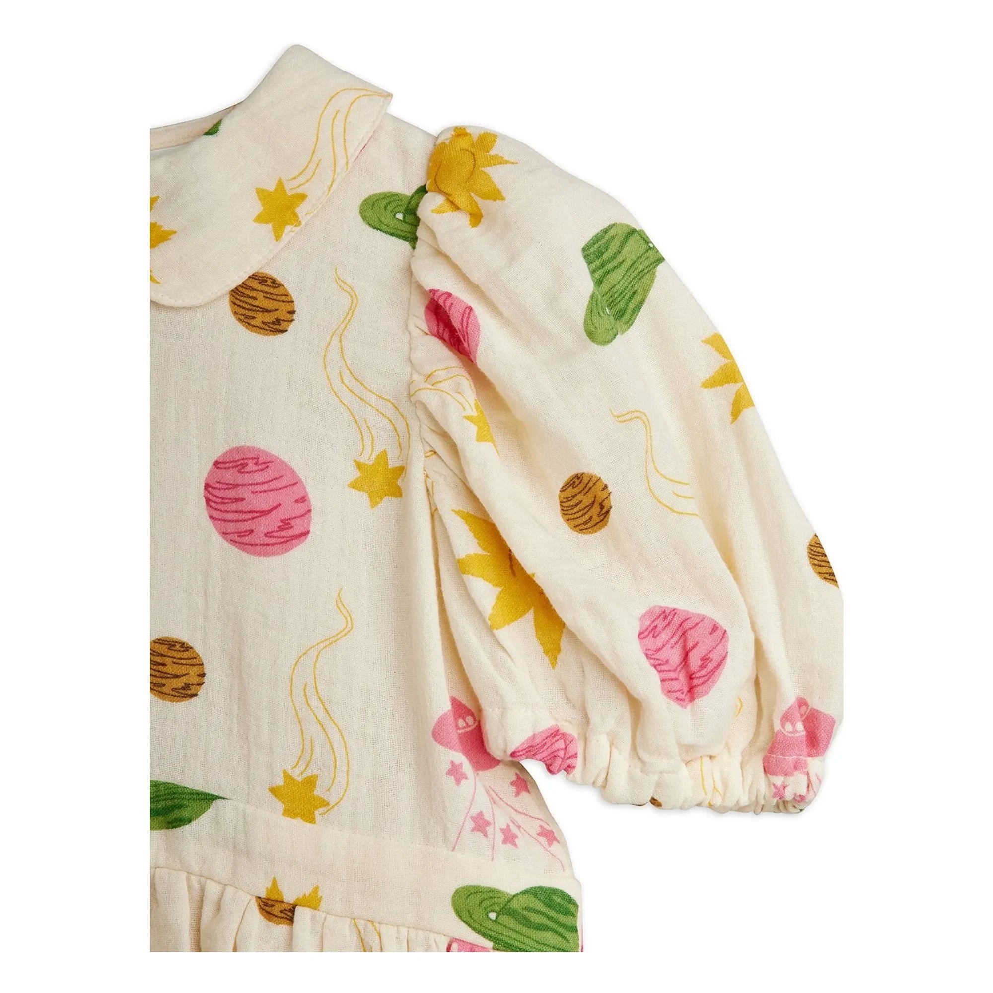 Mini Rodini - Vestido de gasa de algodón orgánico Espace | Crudo