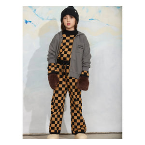 Mini Rodini - Organik Pamuklu Mesh Damier Pantolon | Kahverengi