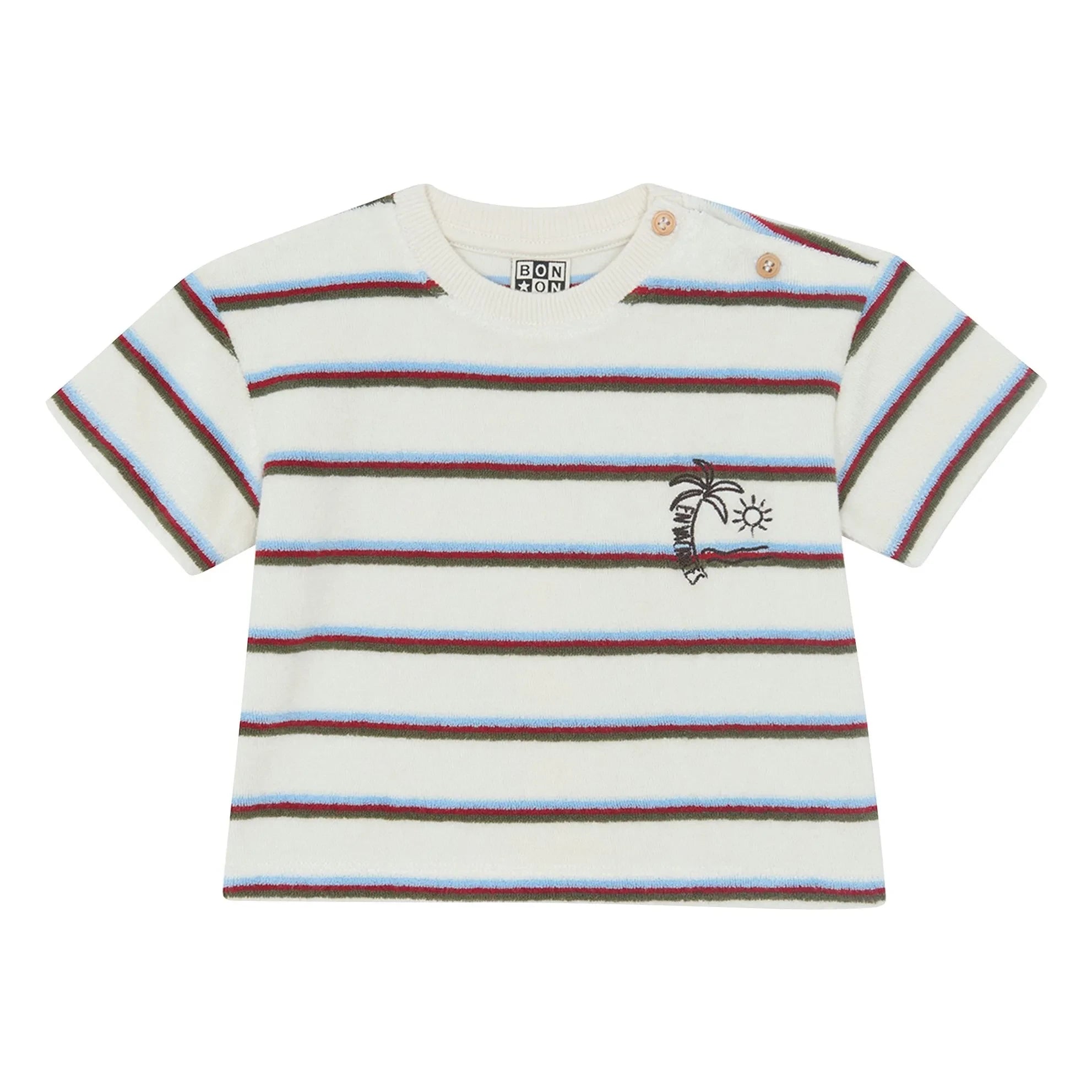 Bonton - Livo Viva Camiseta de punto de toalla a rayas | Blanco