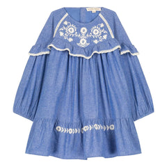 Louise Misha - Vestido de algodón orgánico Orana | Azul vaquero