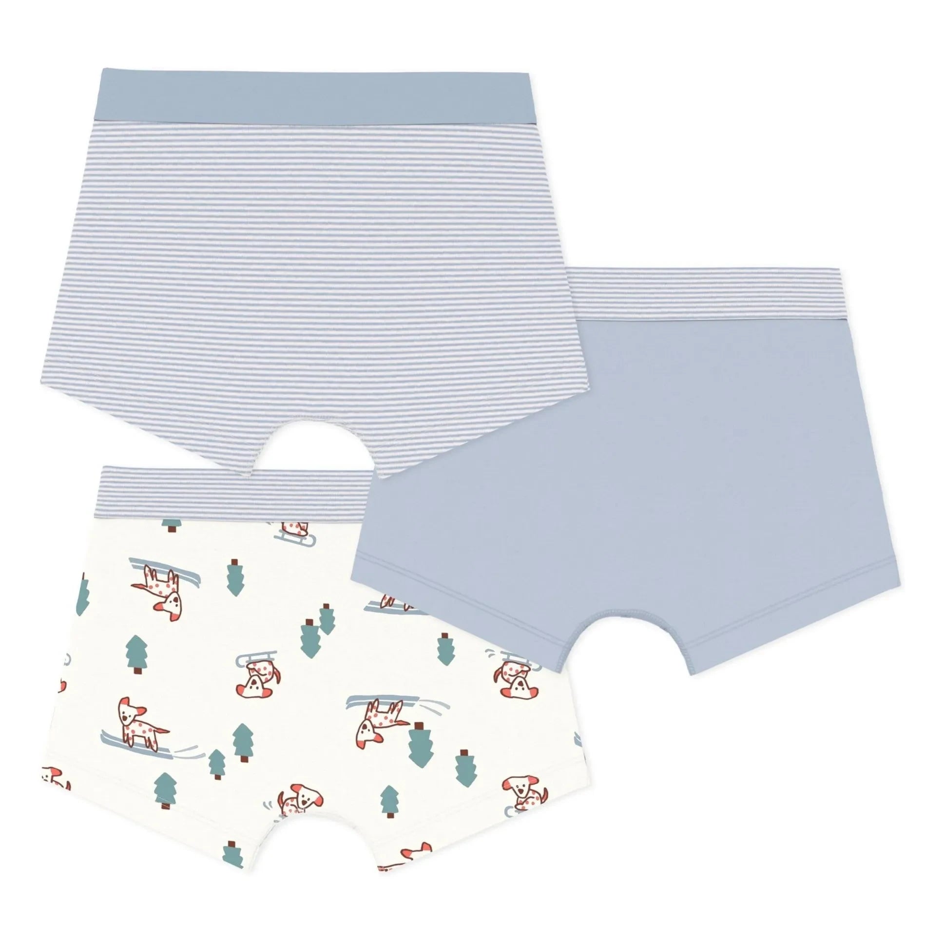 Petit Bateau - 3'lü Organik Pamuk Köpek Boxer Seti | Mavi