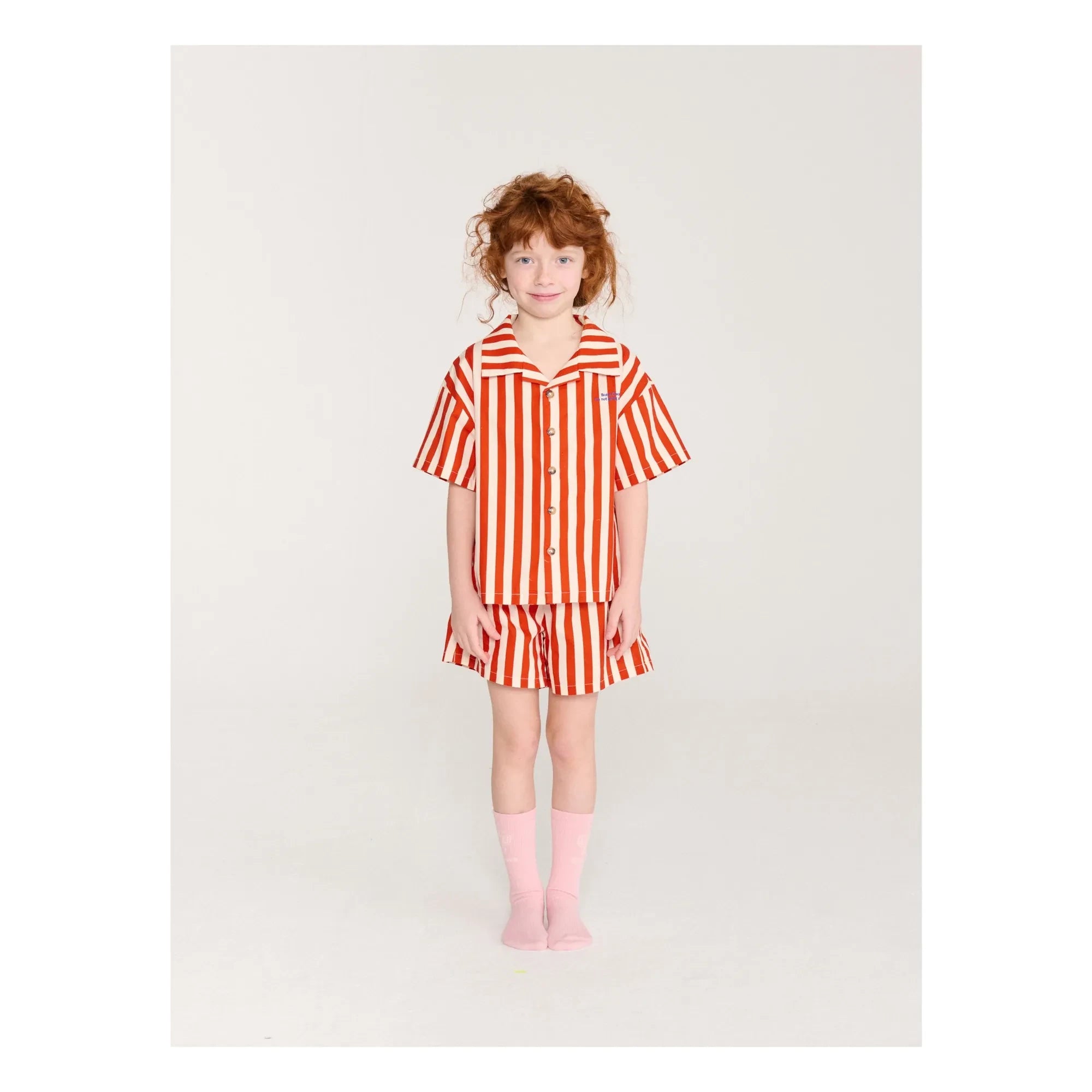 Bobo Choses - Conjunto de Camisa y Pantalón Corto de Algodón Orgánico a Rayas | Rojo