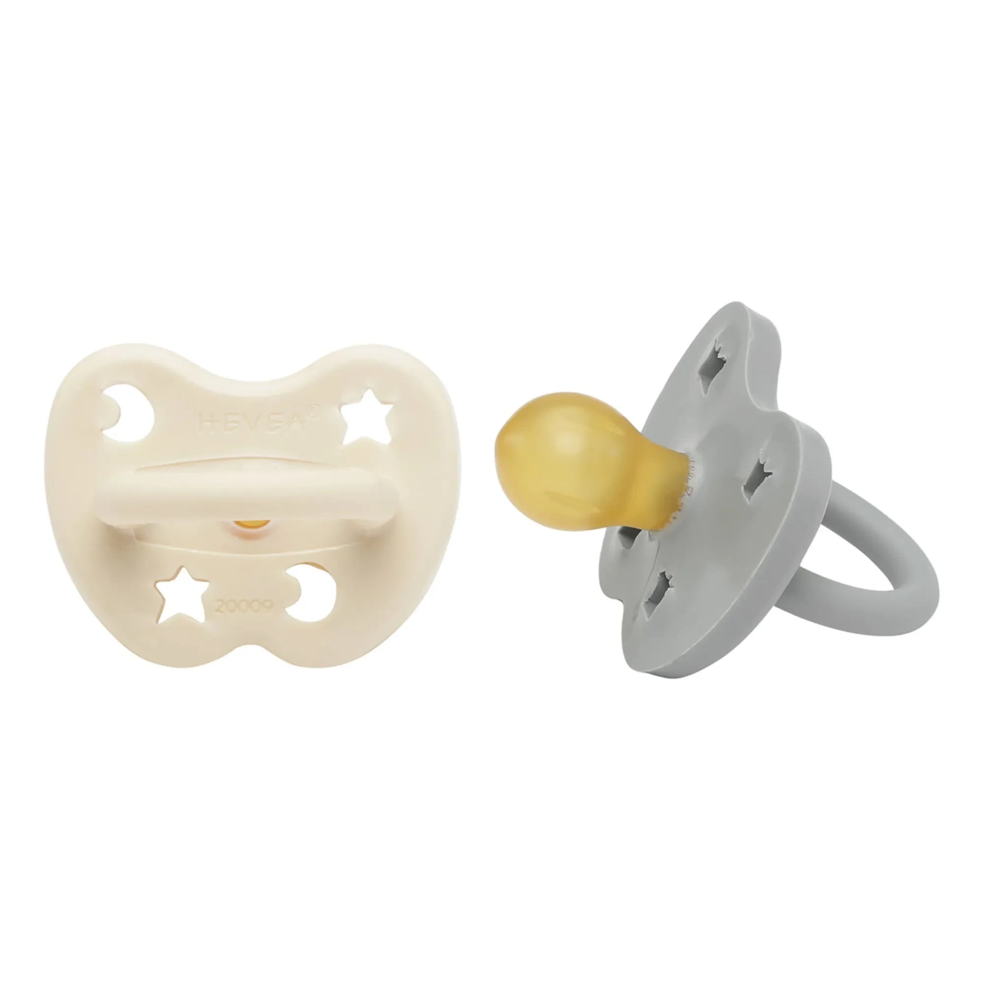 Hevea - Chupetes de caucho natural - Pack de 2 | Gris claro