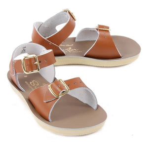 Salt-Water - Sandalias impermeables de piel con doble hebilla Surfer | Camel