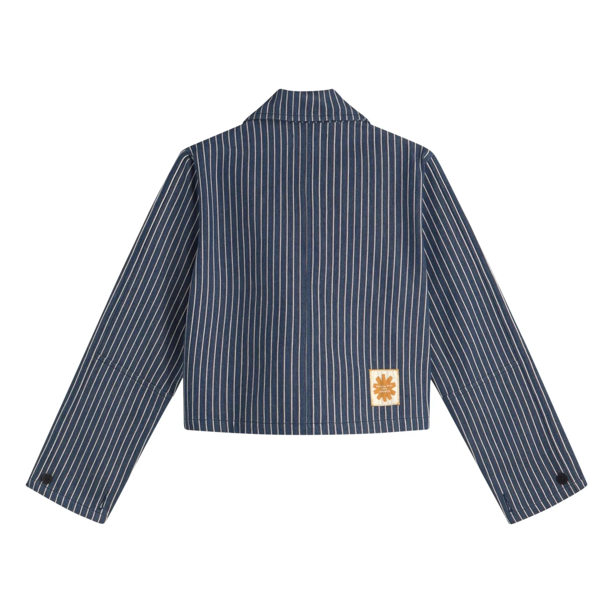 Thinking Mu - Astrid Chaqueta de Algodón Orgánico a Rayas | Gris azulado