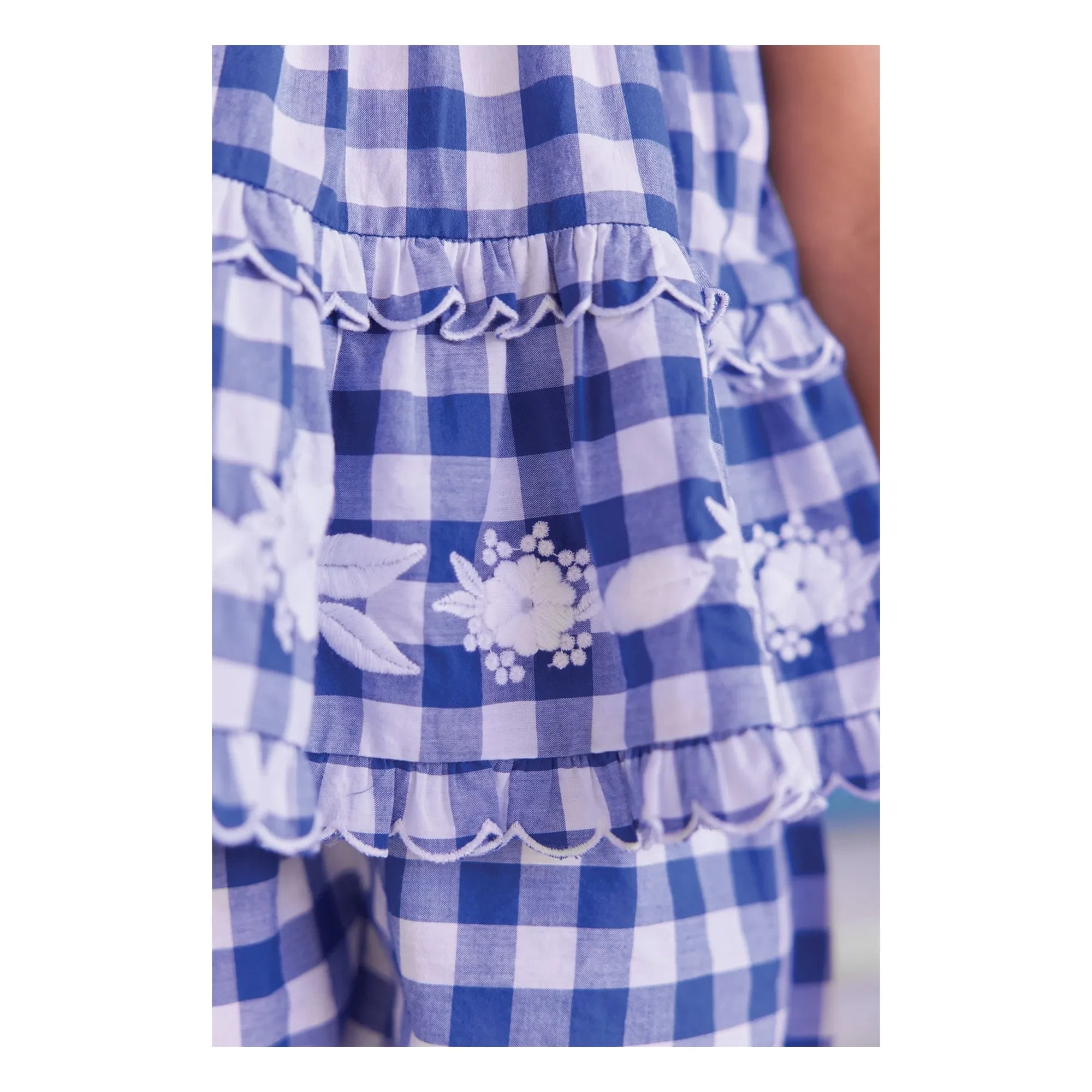 Tartine et Chocolat - Blusa bordada y conjunto de pantalón corto de cuadros | Azul real