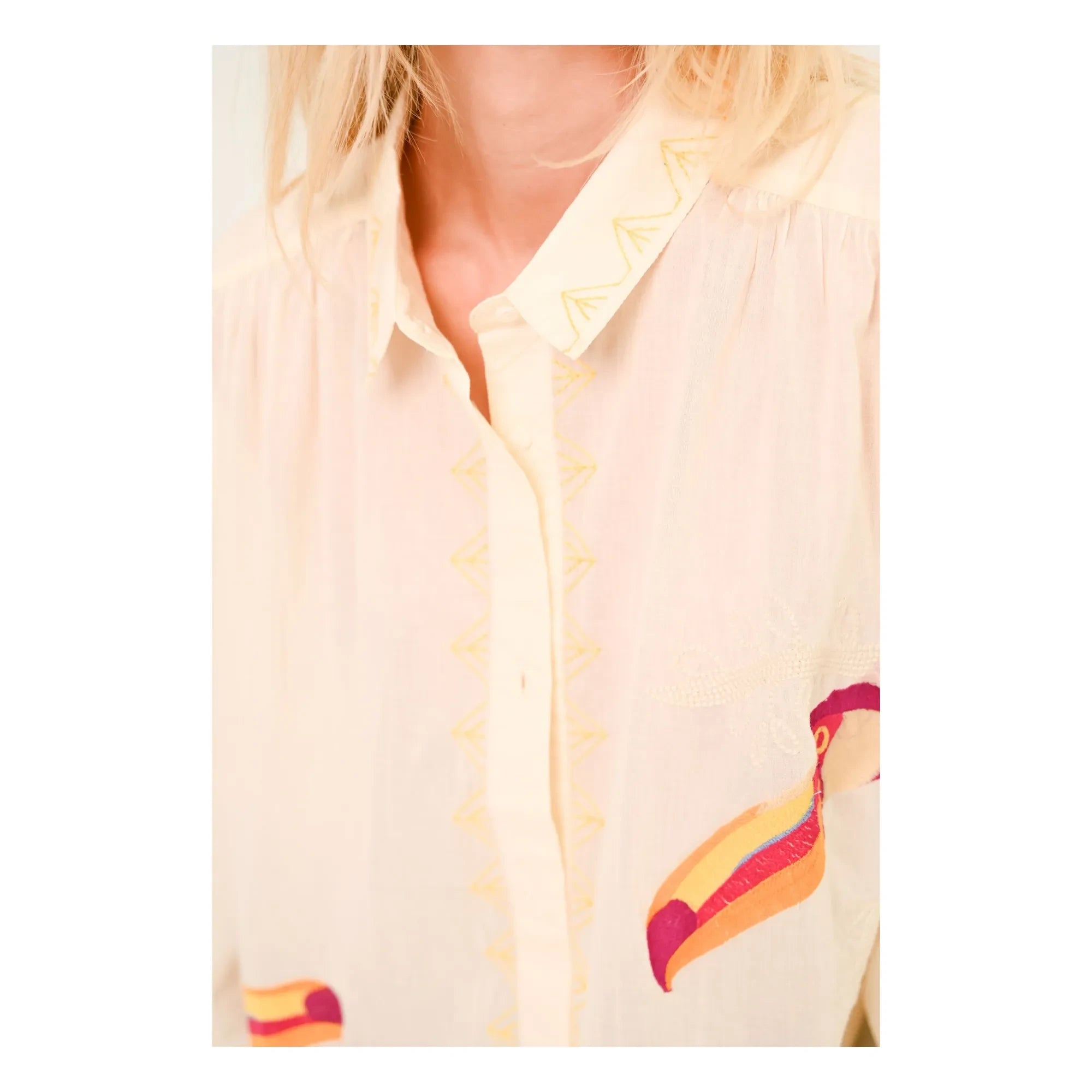 Sacrécoeur - Ali Pelican Voile de Algodón Camisa | Blanco
