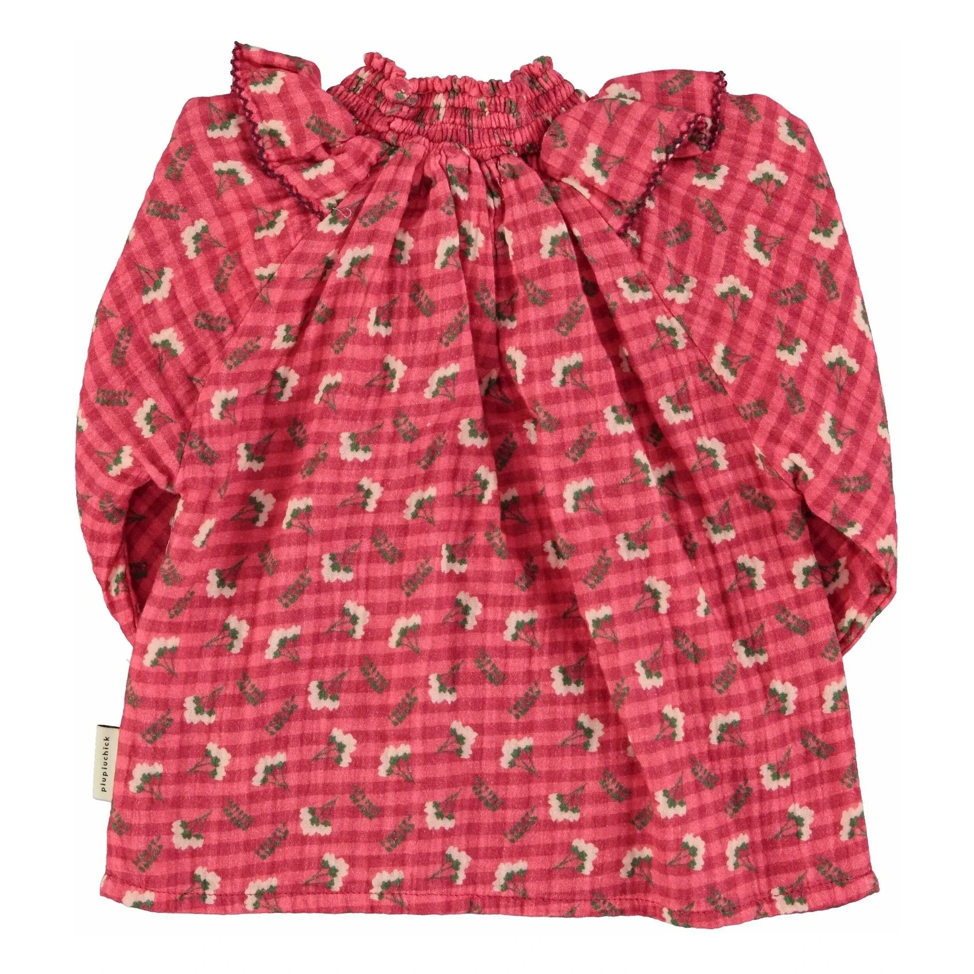 Piupiuchick - Blusa con cuello fruncido y estampado floral | Rosa