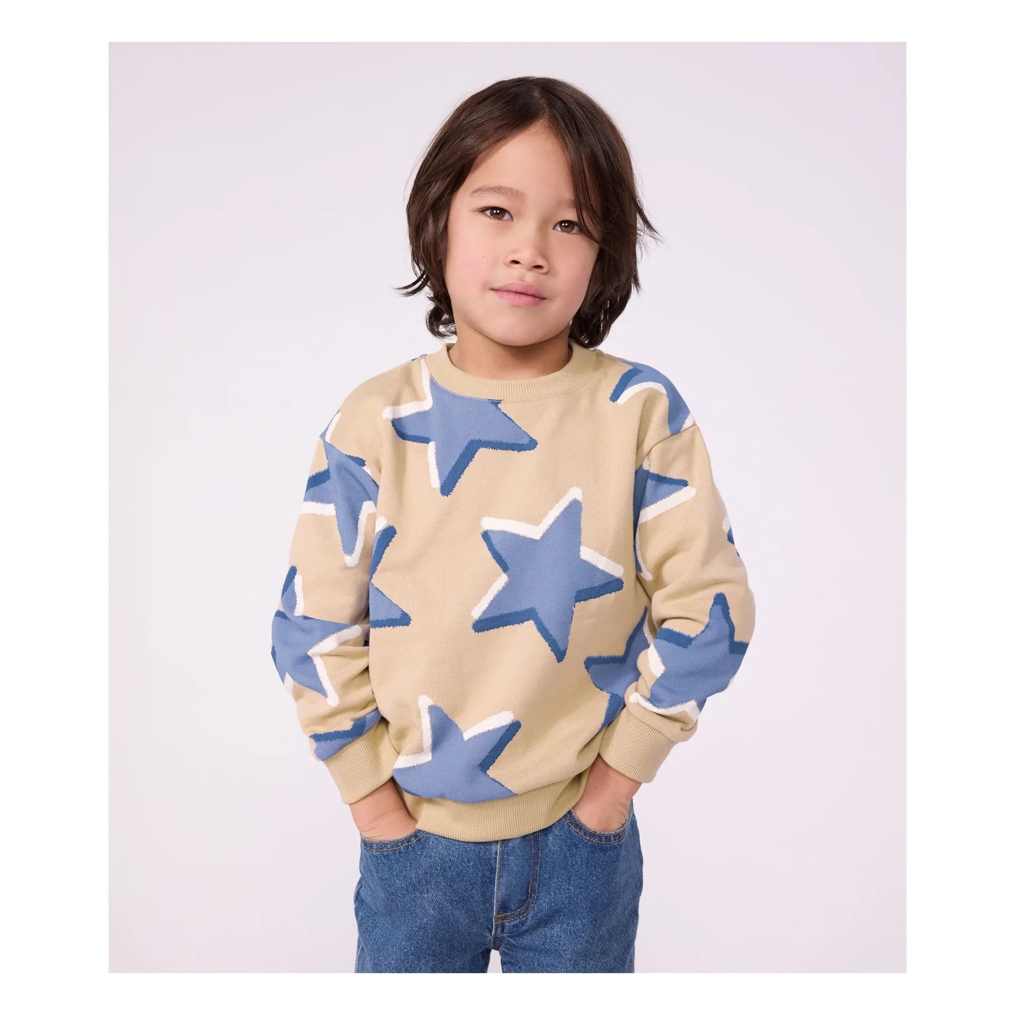 Petit Bateau - Sweat Stars Organik Pamuk | Bej