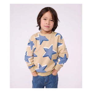 Petit Bateau - Sweat Stars Organik Pamuk | Bej