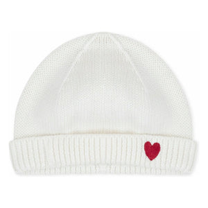 Petit Bateau - Gorro de algodón orgánico con corazones | Blanco