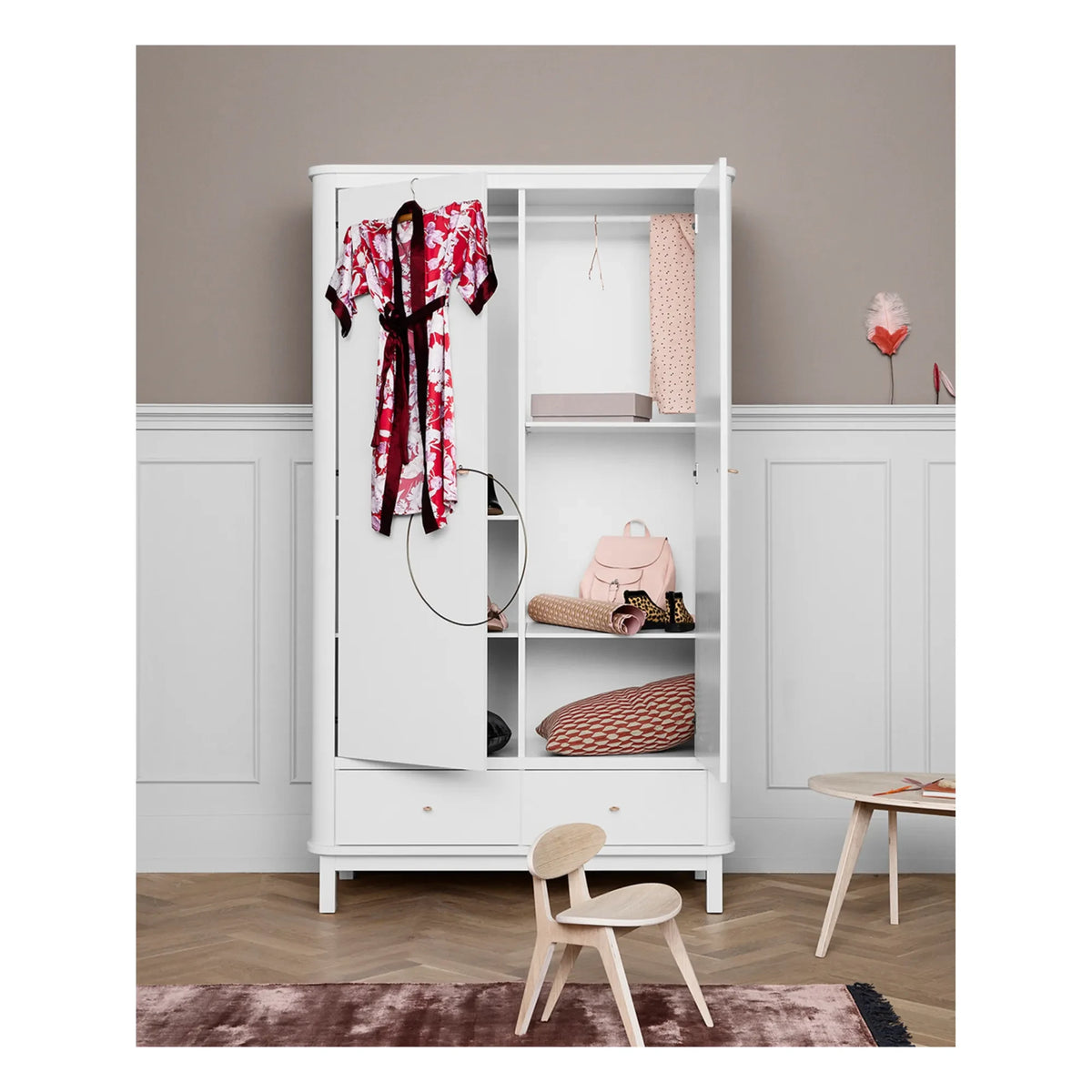 Oliver Furniture - Armario de abedul de 2 puertas | Blanco