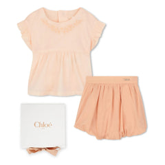 Chloé - Conjunto de blusa y bombacho de algodón orgánico | Rosa empolvado