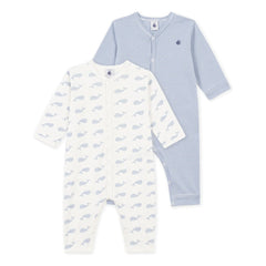 Petit Bateau - 2’li Dors Bien Baleines Organik Pamuklu Pijama Takımı | Mavi