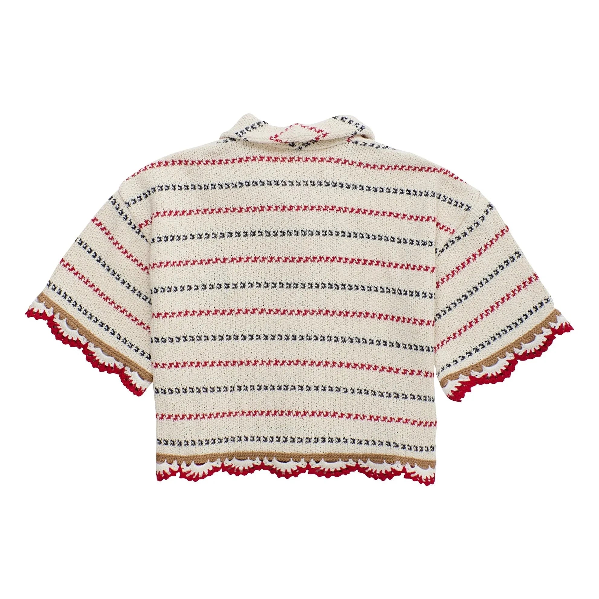 Maison Mangostan - Camisa de Malla de Rayas | Crudo
