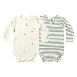 Quincy Mae - Set de 2 Bodis de Algodón Orgánico con Estampado de Zorro | Marfil