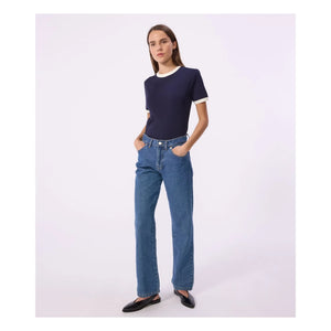 Petit Bateau - Camiseta Nervada Icónica | Azul Marino
