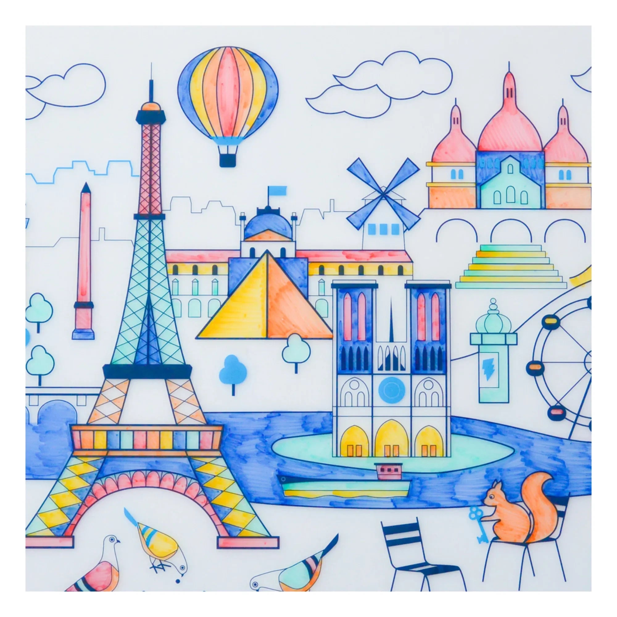 Superpetit - Individuales Paris para colorear con pulsera y 5 rotuladores