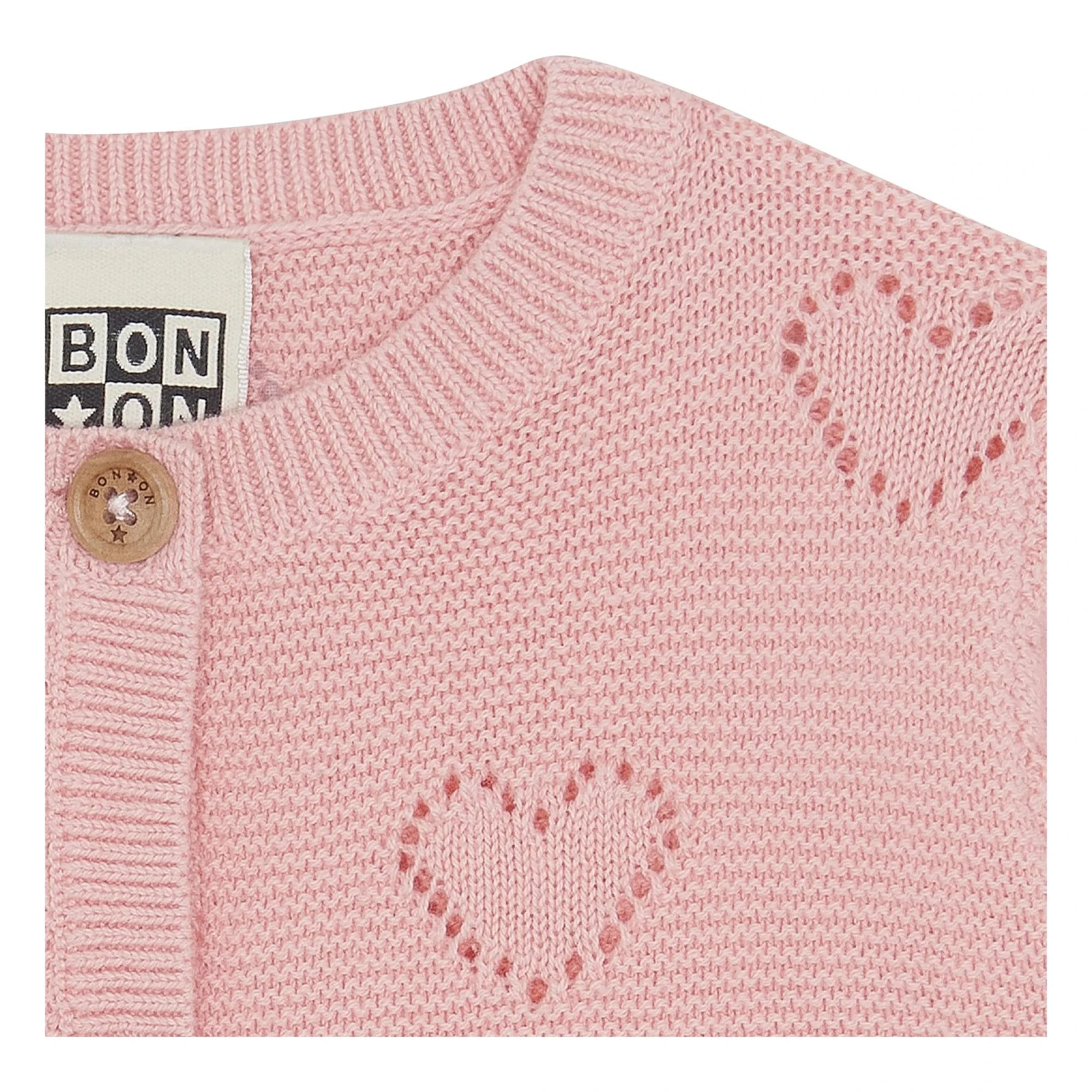 Bonton - Cárdigan Lilet Coe Corazones | Rosa Polvo