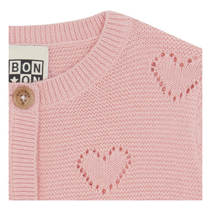 Bonton - Cárdigan Lilet Coe Corazones | Rosa Polvo