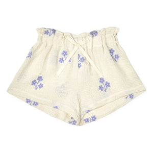 Mipounet - Sandrine Shorts de Algodón Orgánico con Flores | Crudo