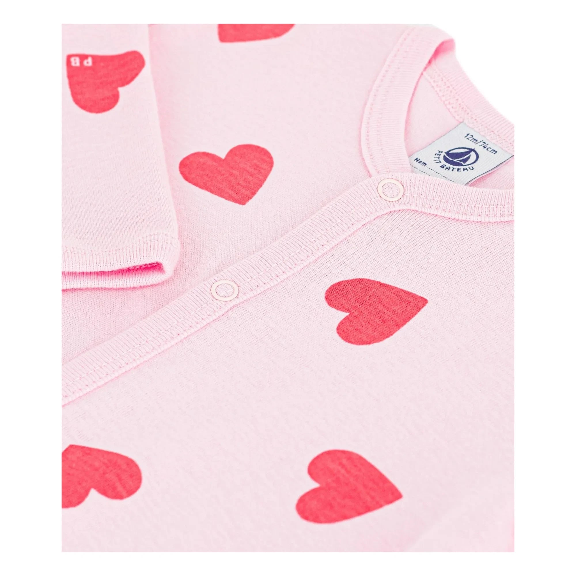 Petit Bateau - Pijama sin pies con estampado de corazón | Rosa