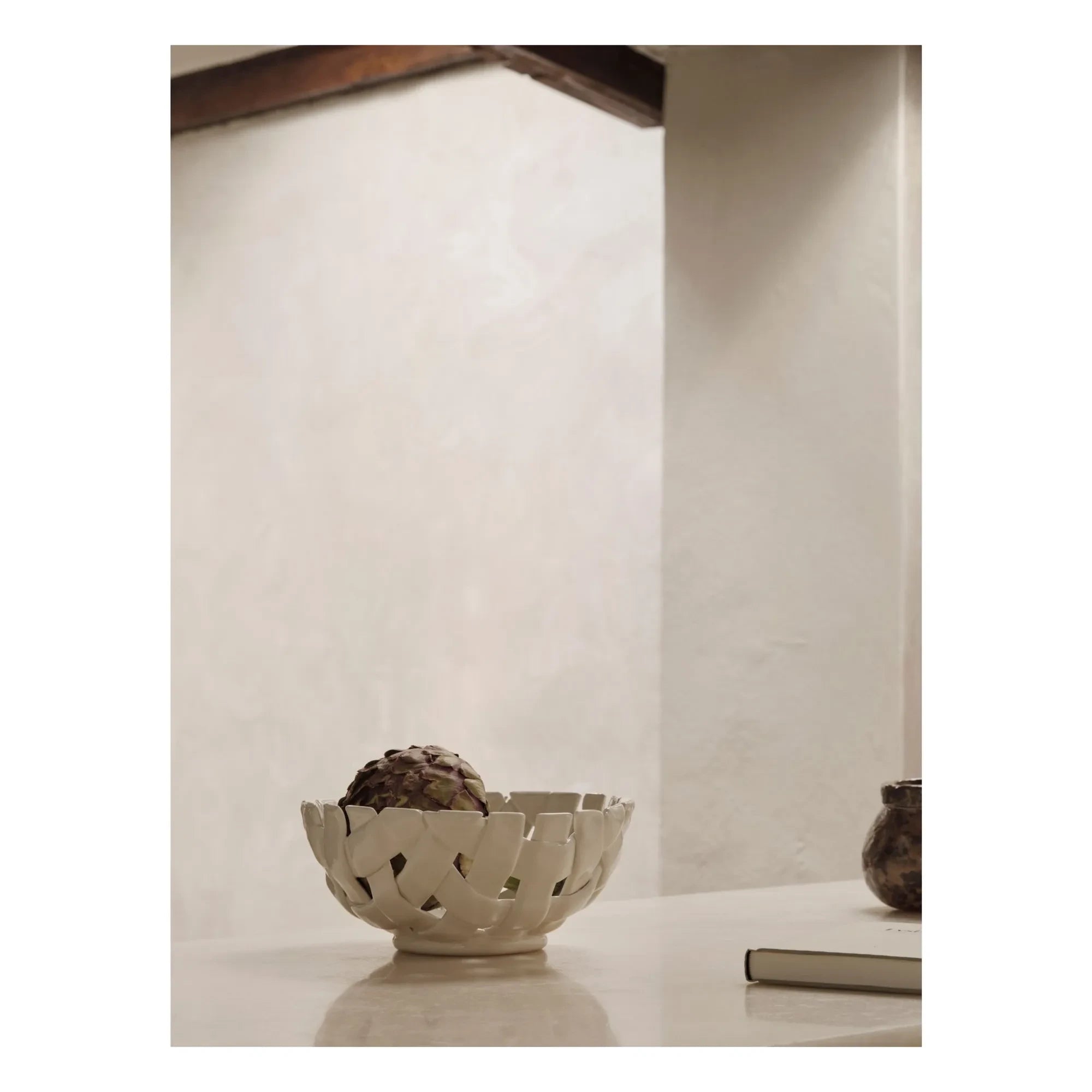 Ferm Living - Cesto de cerámica Plait | Ecrú