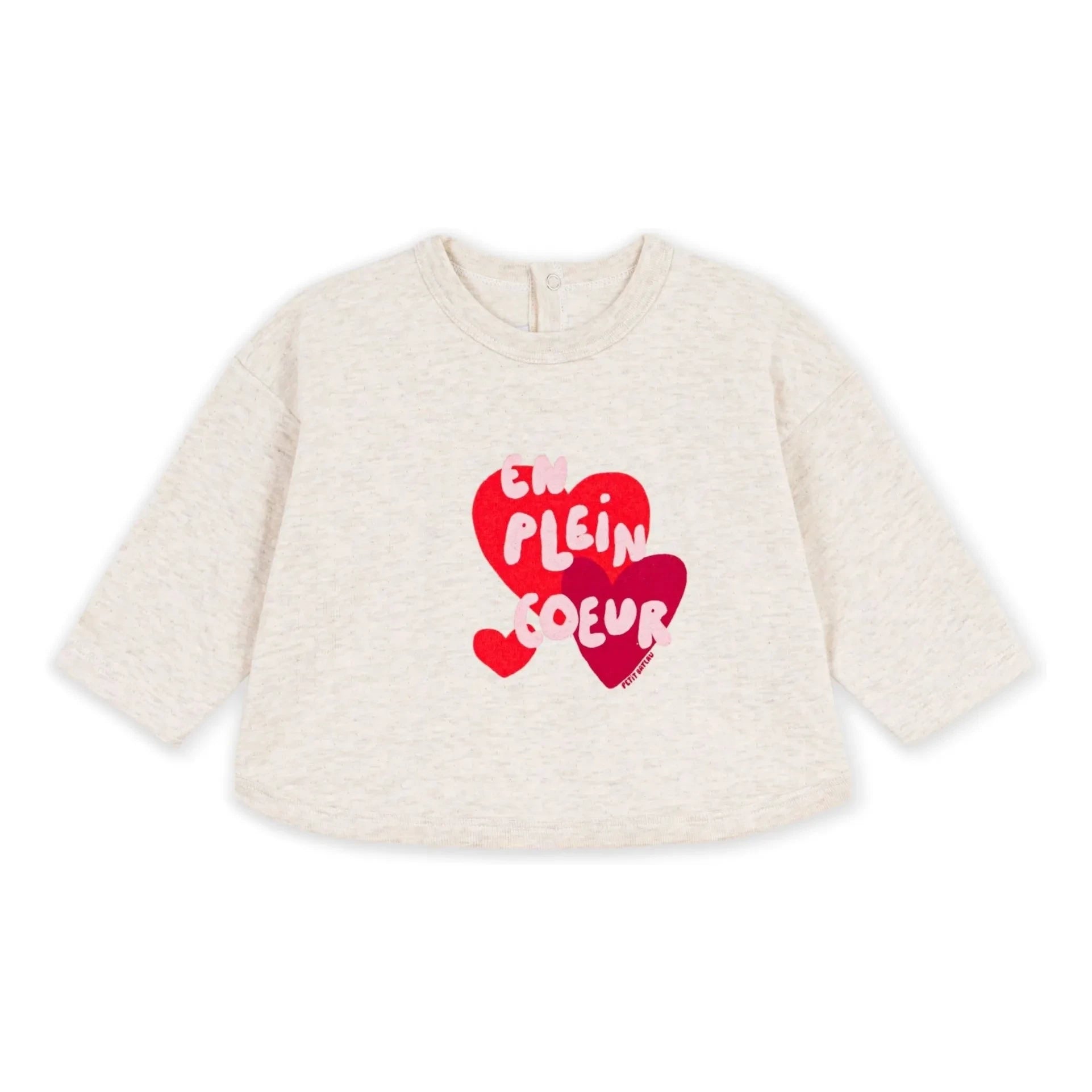 Petit Bateau - En Plein Coeur Bebek Tişörtü | Heather bej