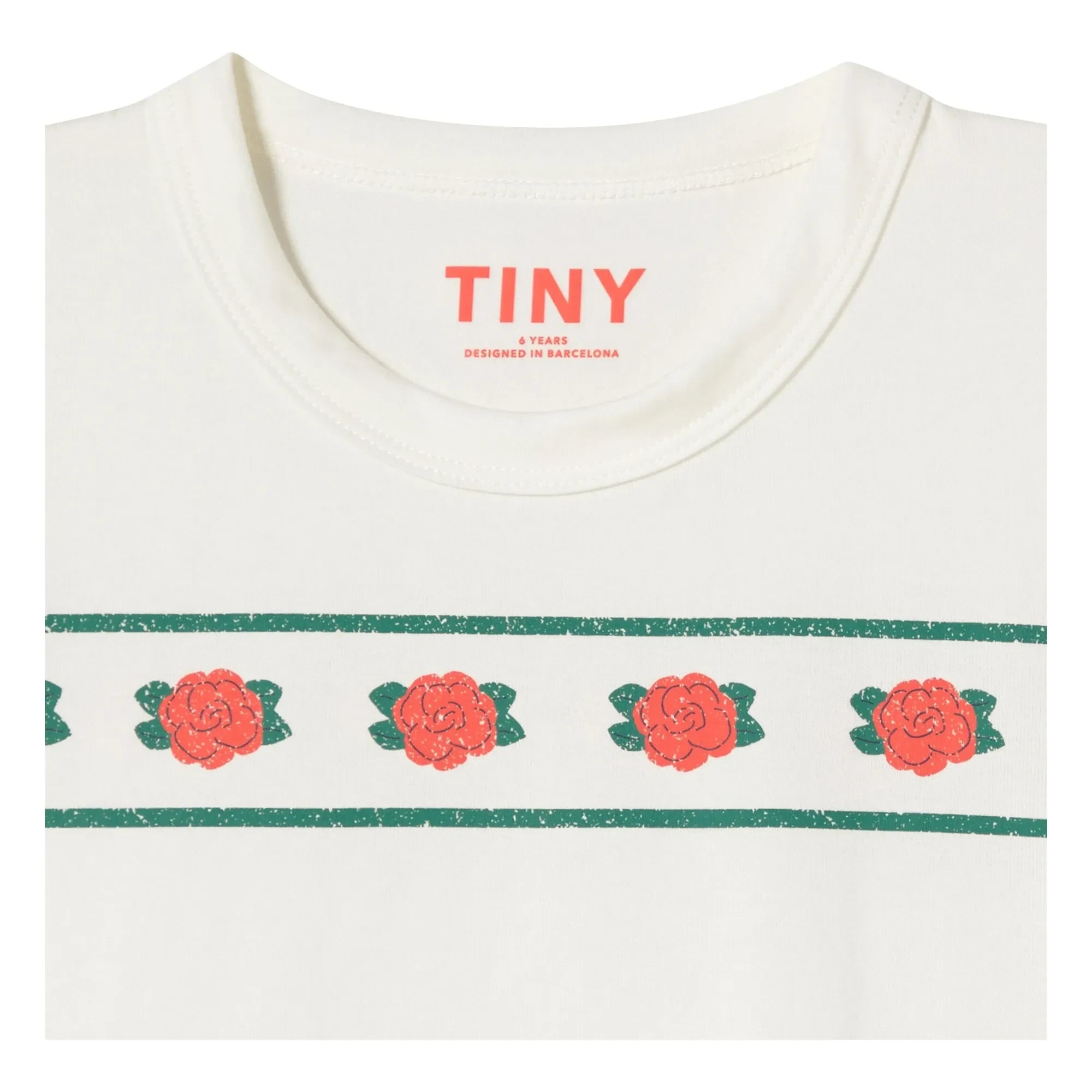 Tinycottons - Camiseta corta de algodón orgánico con rosas | Blanco