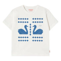 Tinycottons - Camiseta Swans Losanges algodón orgánico | Blanco