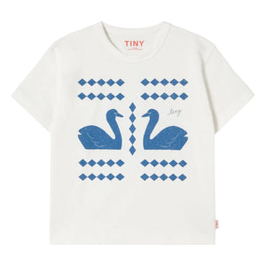 Tinycottons - Camiseta Swans Losanges algodón orgánico | Blanco