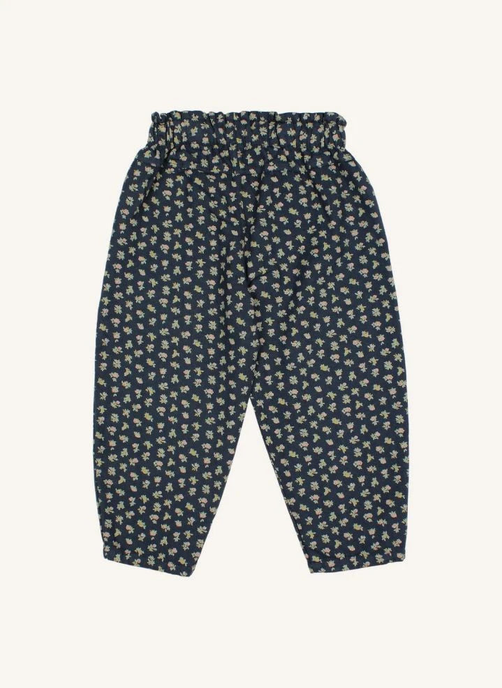 Búho - Pantalón de Niña con Motivo Floral | Azul Marino