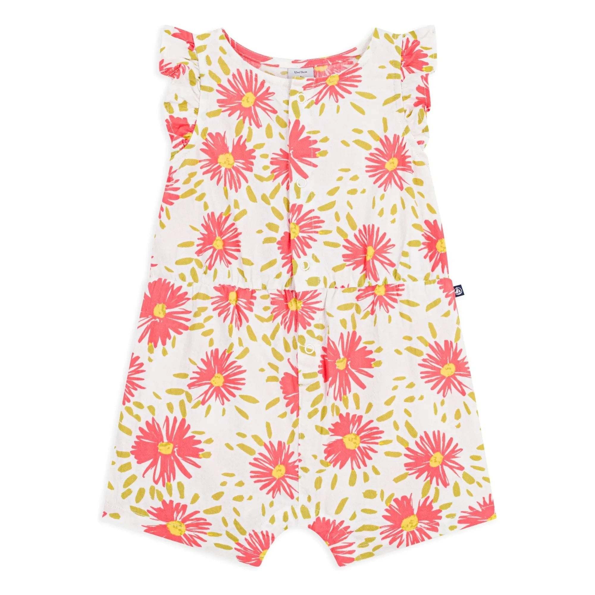 Petit Bateau - Mono crepé de algodón orgánico con estampado floral | Blanco