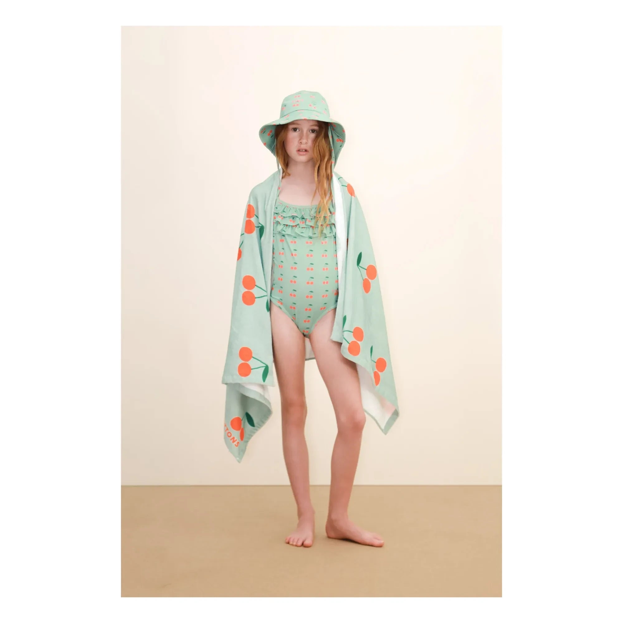 Tinycottons - Toalla de Playa de Algodón Orgánico Cerises | Verde Agua