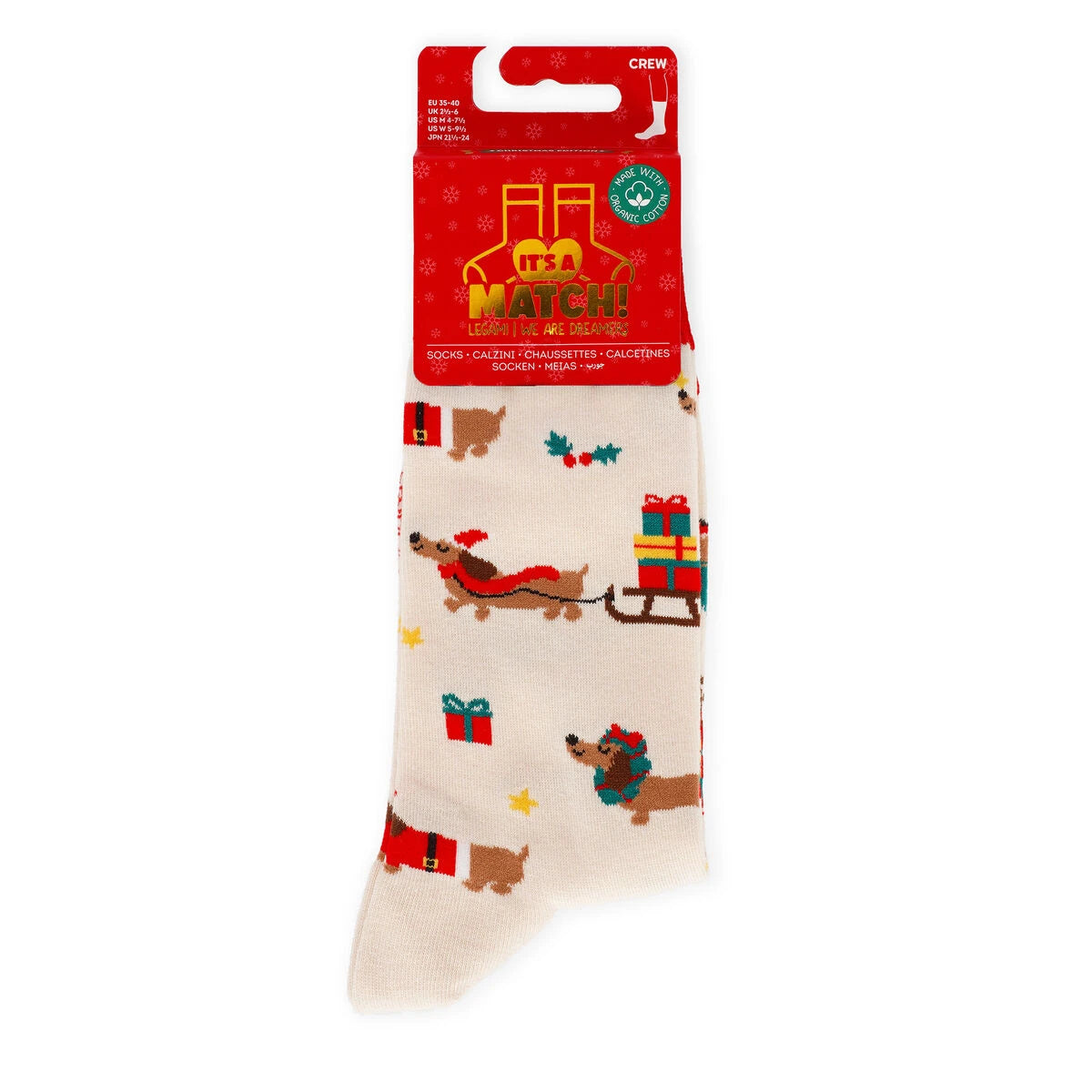 Legami - Calcetines de Navidad Dachshund Talla 41-47 - ¡Ajuste Perfecto!