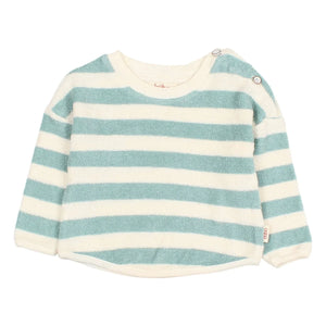 Búho - Sudadera de bebé de algodón orgánico a rayas | Verde agua