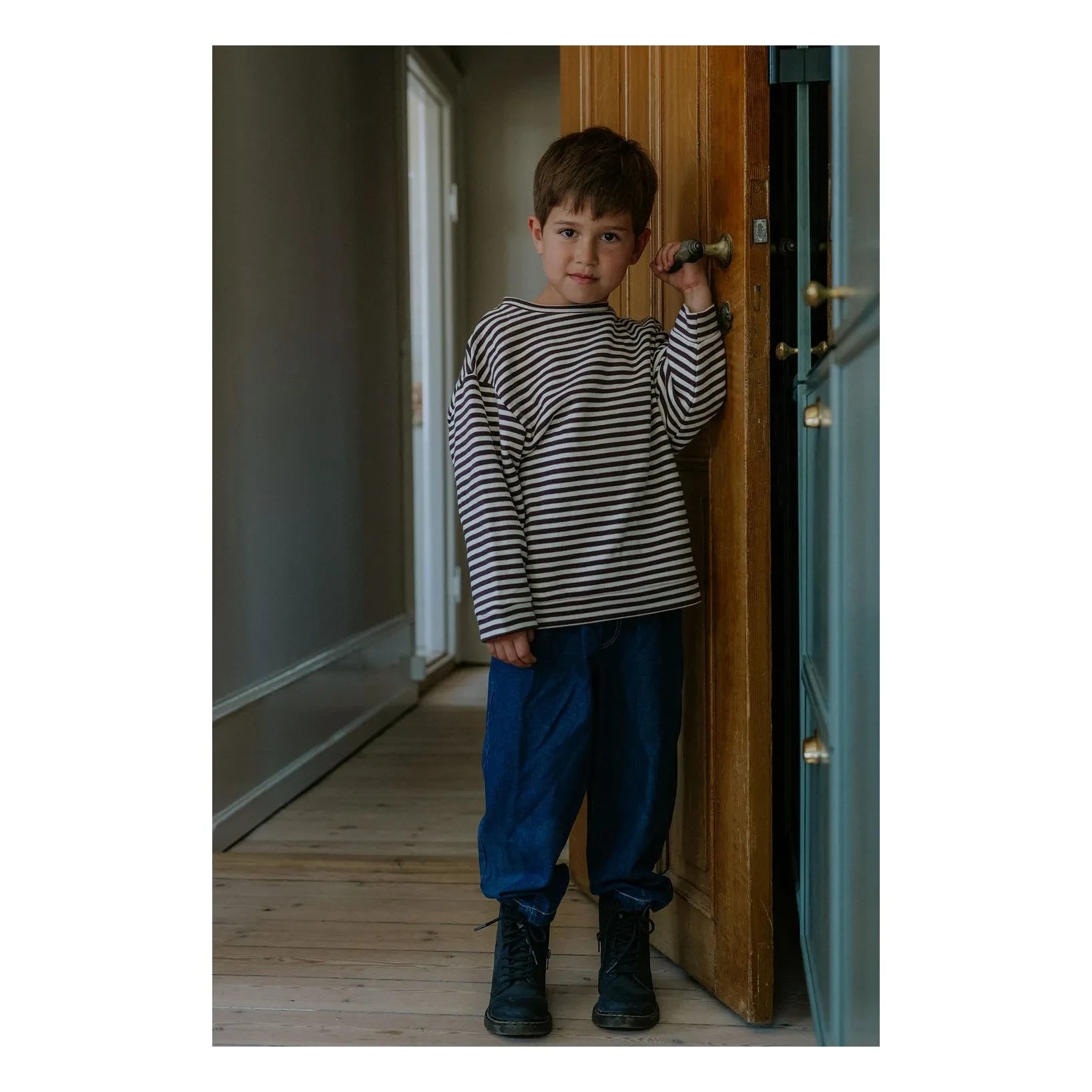 Fliink - Alvin Çizgili Organik Pamuklu Sweatshirt | Kahverengi