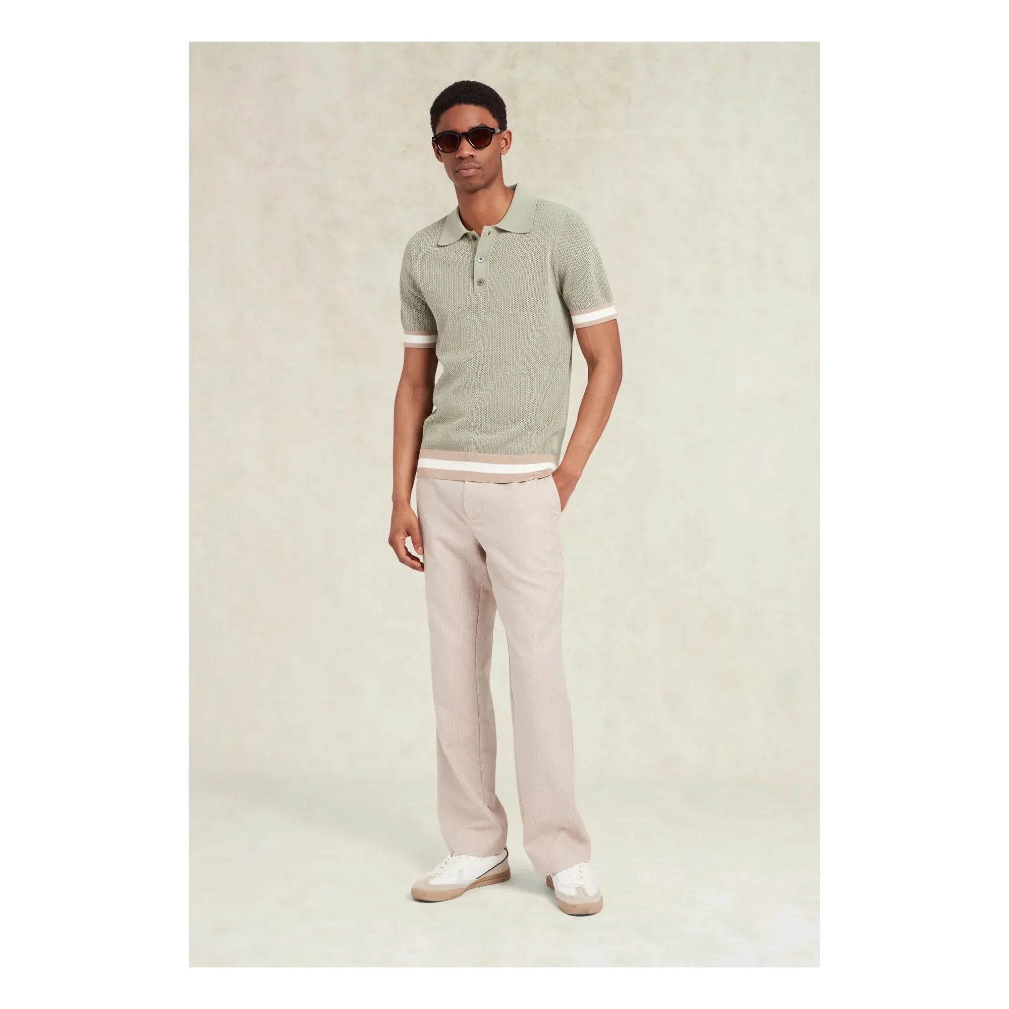 Ché Studios - Polo de algodón Quinn | Beige - Verde