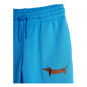 Mini Rodini - Jogger de algodón orgánico con perro salchicha | Azul